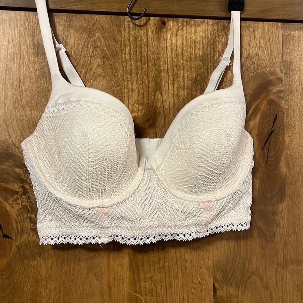 Champagne shimmer w pink accents colored lace bralette